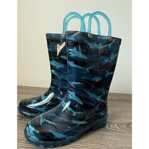 Western Chief Kids Shark Camo Light Up Rain Boots - Blue Size 8